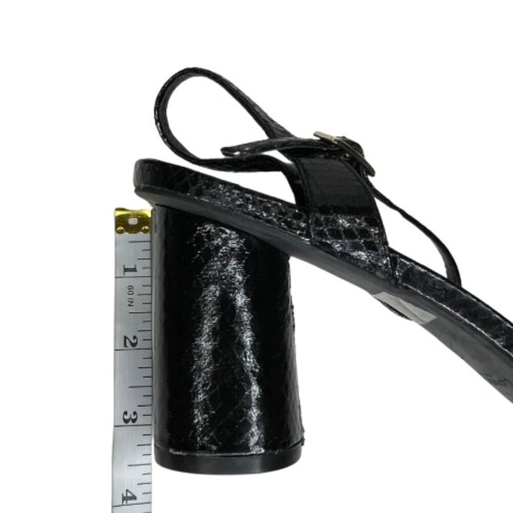 London Fog Elaina Black and Gold Strappy Mid Chunky Heel Size 11 Event Summer - Picture 4 of 7